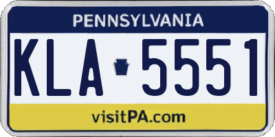 PA license plate KLA5551