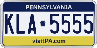 PA license plate KLA5555