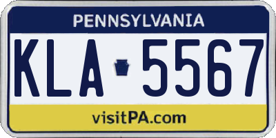 PA license plate KLA5567