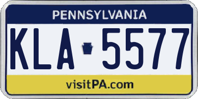 PA license plate KLA5577