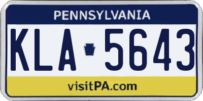 PA license plate KLA5643