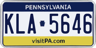 PA license plate KLA5646
