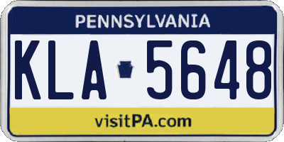 PA license plate KLA5648