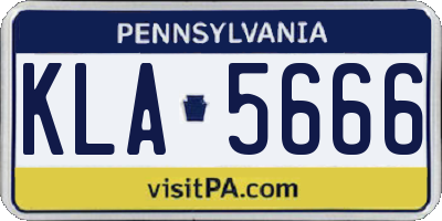 PA license plate KLA5666