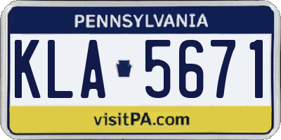 PA license plate KLA5671