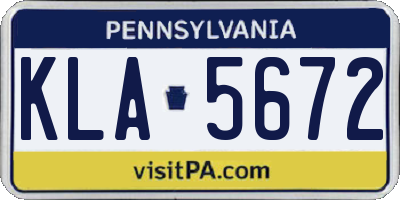 PA license plate KLA5672