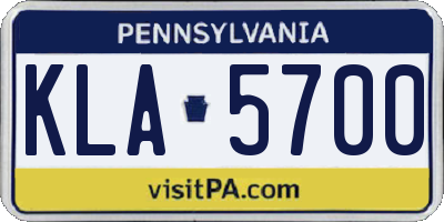 PA license plate KLA5700