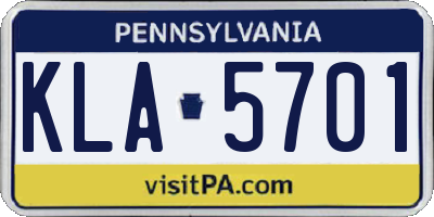 PA license plate KLA5701
