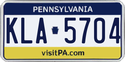 PA license plate KLA5704