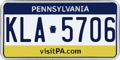 PA license plate KLA5706