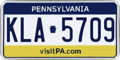 PA license plate KLA5709