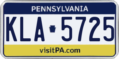 PA license plate KLA5725