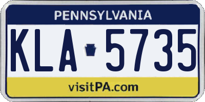 PA license plate KLA5735