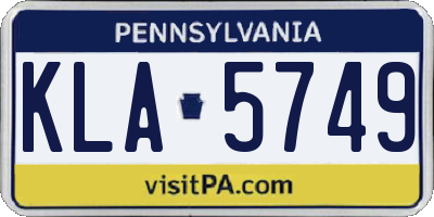 PA license plate KLA5749