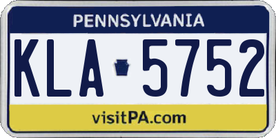 PA license plate KLA5752