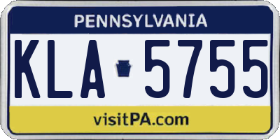PA license plate KLA5755