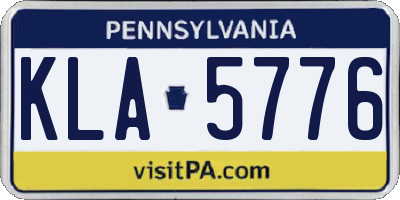 PA license plate KLA5776