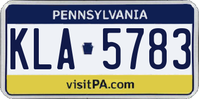 PA license plate KLA5783