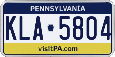 PA license plate KLA5804