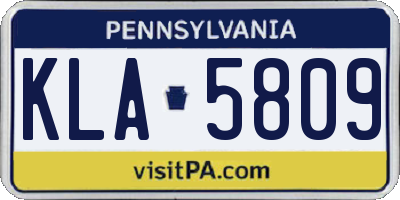 PA license plate KLA5809