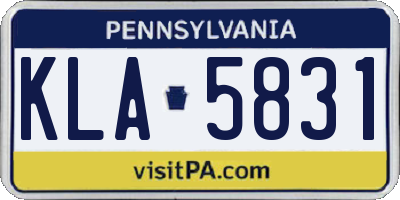 PA license plate KLA5831
