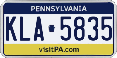 PA license plate KLA5835