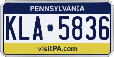PA license plate KLA5836