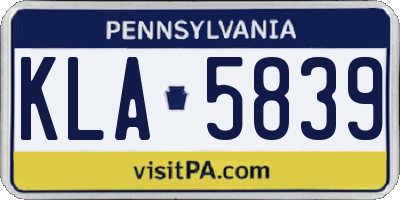 PA license plate KLA5839