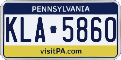 PA license plate KLA5860