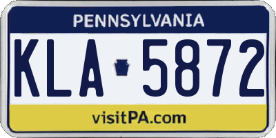 PA license plate KLA5872