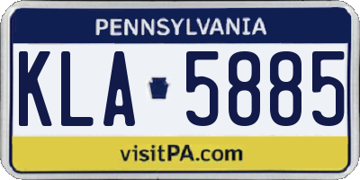 PA license plate KLA5885