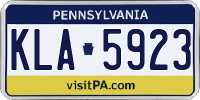 PA license plate KLA5923