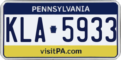 PA license plate KLA5933