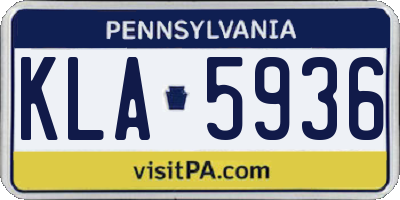 PA license plate KLA5936