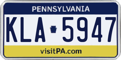 PA license plate KLA5947