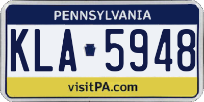 PA license plate KLA5948