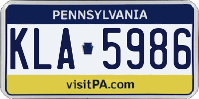 PA license plate KLA5986