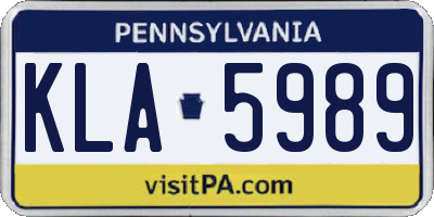 PA license plate KLA5989