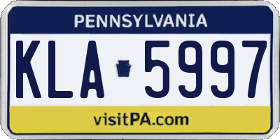PA license plate KLA5997