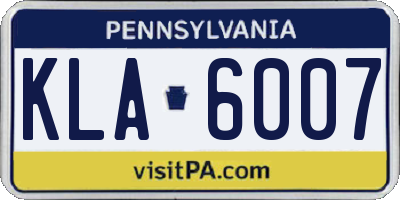 PA license plate KLA6007