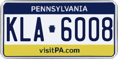 PA license plate KLA6008