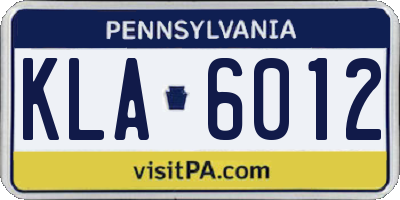 PA license plate KLA6012