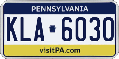 PA license plate KLA6030