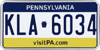 PA license plate KLA6034