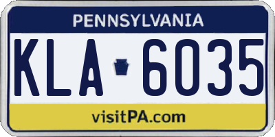 PA license plate KLA6035