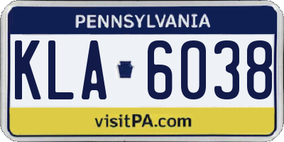 PA license plate KLA6038