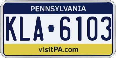 PA license plate KLA6103