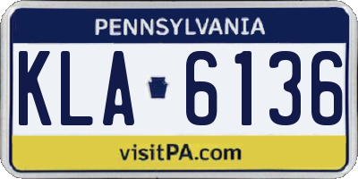 PA license plate KLA6136