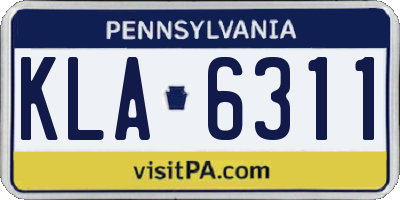 PA license plate KLA6311