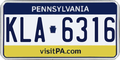 PA license plate KLA6316